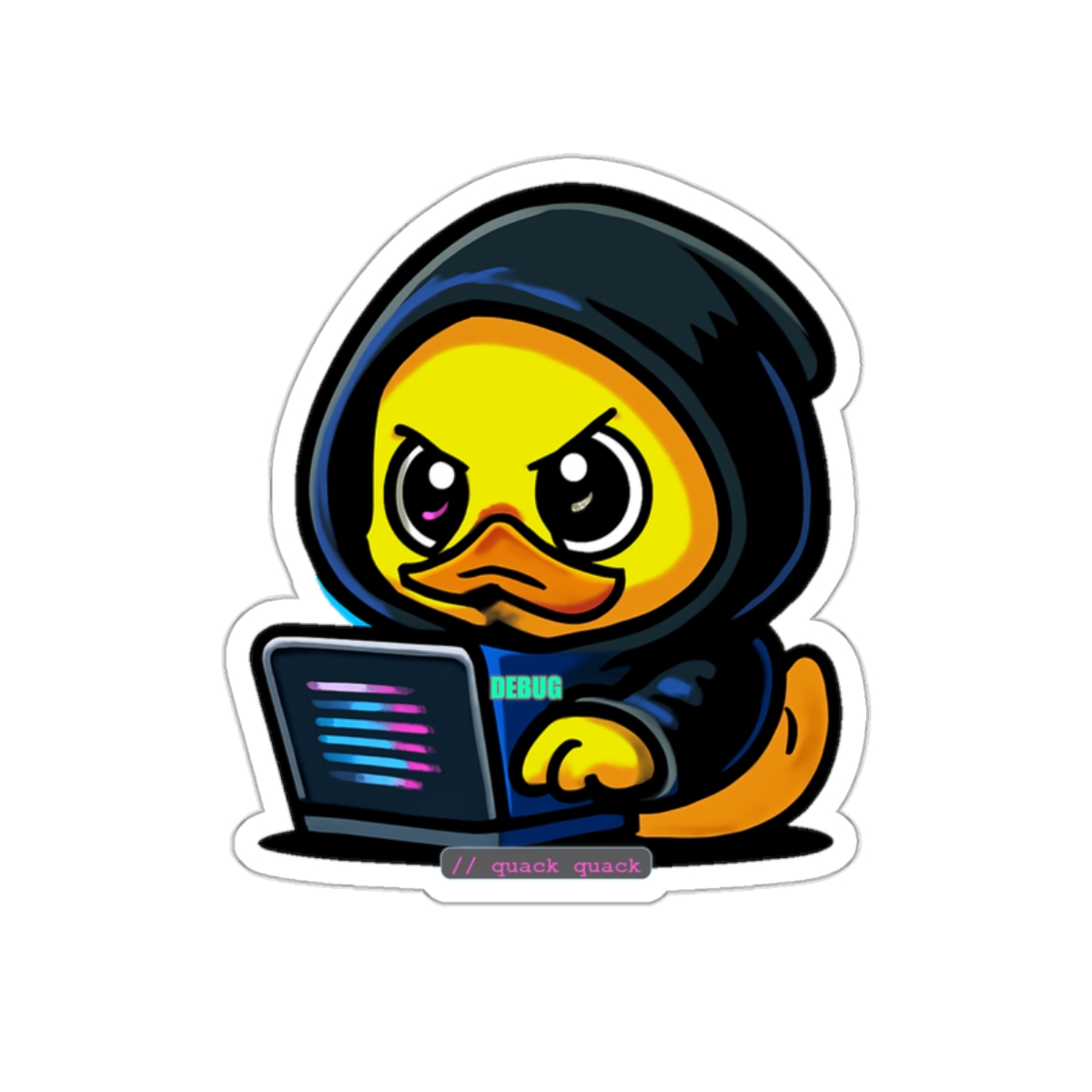 Hacker Duck Debugging Sticker | Developer Sticker | Ultrathink