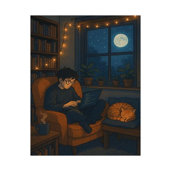 Cozy Late Night Coding — Lo-fi Developer Poster
