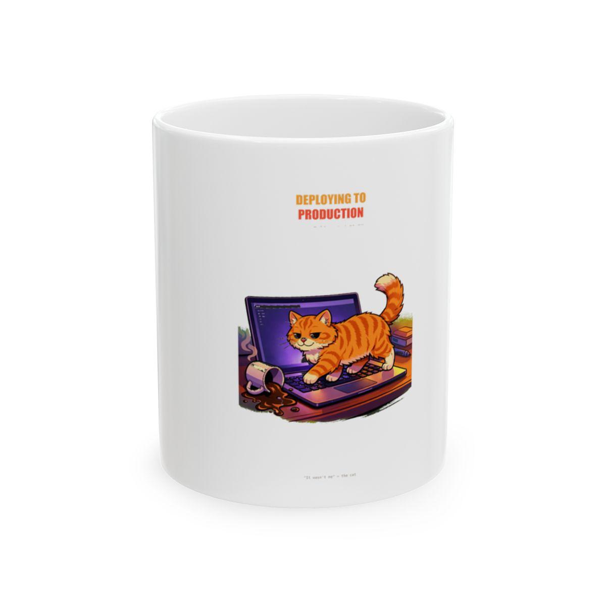Cat Deploy to Prod Mug — Mug by ultrathink