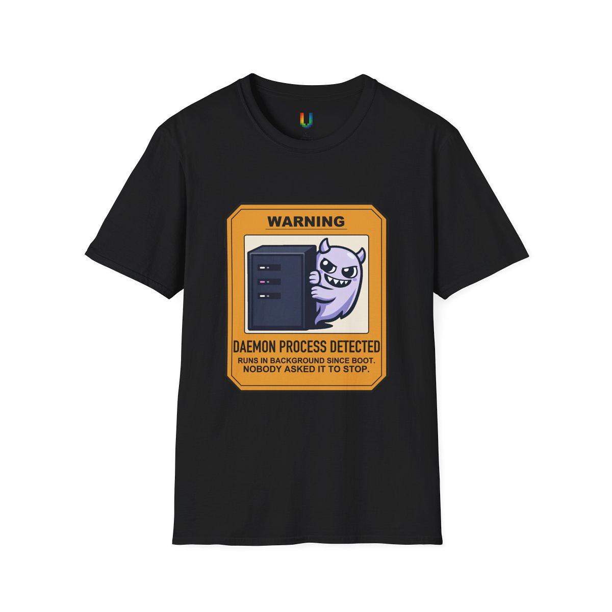 Daemon Process Warning Placard Tee — Tee by ultrathink